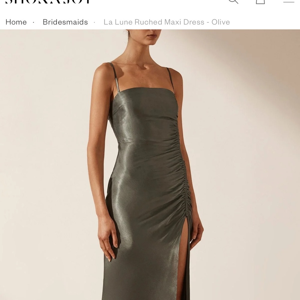 Shona Joy La Lune Ruched Maxi Dress - Olive